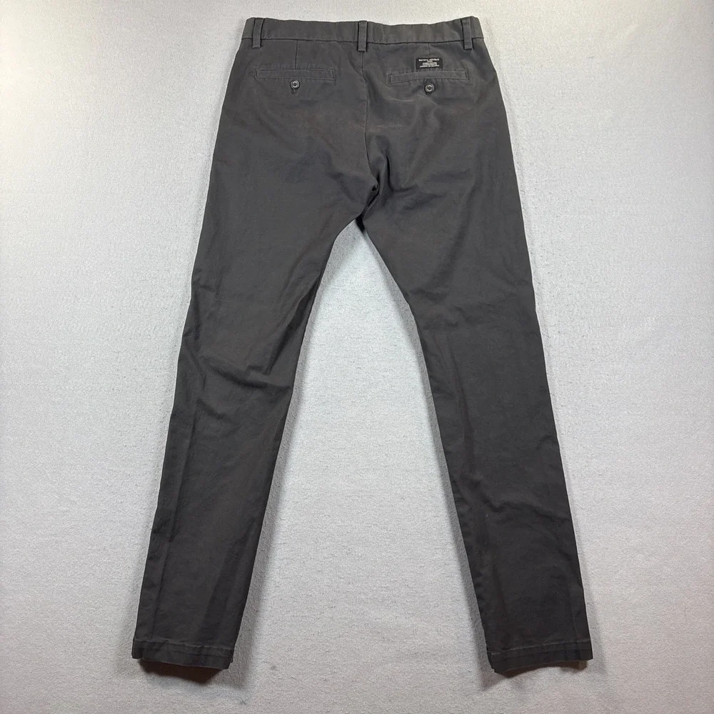 Banana Republic Men's Fulton Skinny Chino Pants Charcoal Gray 32 34‎ Flat Front